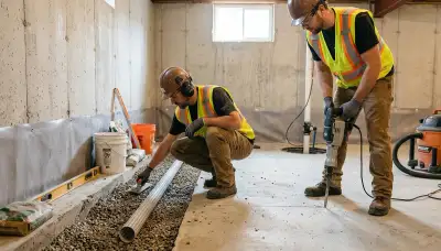 Rockford, IL water damage team waterproofing a basement to prevent seasonal moisture and flooding
